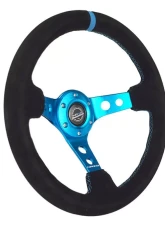 NRG 350mm Sport Steering Wheel 3" Deep Black w/ Blue Stitching                                     - RST-006S-BL - Image 2