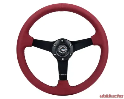 NRG 350mm Sport Steering Wheel 1.5' Deep Burgundy w/ Black Stitching - RST-037MB-BUA