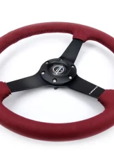 NRG 350mm Sport Steering Wheel 1.5' Deep Burgundy w/ Black Stitching                                     - RST-037MB-BUA - Image 3