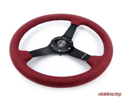 NRG 350mm Sport Steering Wheel 1.5' Deep Burgundy w/ Black Stitching - RST-037MB-BUA