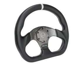 NRG Silver 320mm Flat Bottom Carbon Fiber Center Leather Steering Wheel
