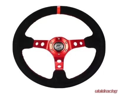 NRG 3" Deep, 350mm Red Dish w/ Holes Suede - RST-006S-RD