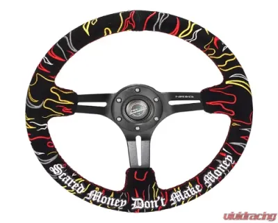 NRG 3" Deep, 5mm Reinforced Steering Wheel, Ryan Litteral Signature - RST-018MB-RLB