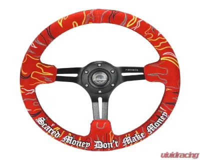 NRG 3" Deep, 5mm Reinforced Steering Wheel, Ryan Litteral Signature - RST-018MB-RLR