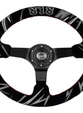 NRG 3" Deep, 5mm Matte Black Spoke Reinforced Steering Wheel, Jeff Jones Racing Signature                                     - RST-036MB-S-JJR - Image 3