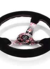 NRG 350mm 3" Deep Dish Leather Solid Spoke Sakura Steering Wheel                                     - RST-036SAK-S - Image 3