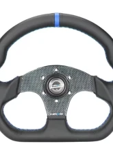 NRG Blue 320mm Flat Bottom Carbon Fiber Center Leather Steering Wheel                                     - ST-024CF/BL - Image 3