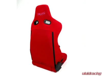 NRG Reclinable Bucket Racing Seat- Prisma Lab- Red Vegan Suede Sold in Pairs - RSC-710 L/R RD