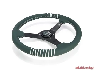 NRG Steering Wheel - 20 Year Anniversary Emerald Perforated Leather, Silver Stitching - RST-037MB-G-20