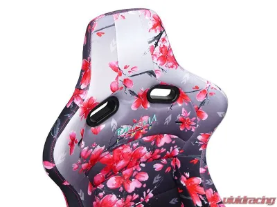 NRG Reclinable Bucket Racing Seat- Prisma Lab- Sakura Print Sold in Pairs - RSC-710 L/R- SAKURA