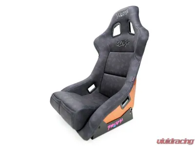 NRG FRP Bucket Seat PRISMA Edition with Orange pearlized back. All Black satin material (Large) - FRP-302BK-SPOOKY