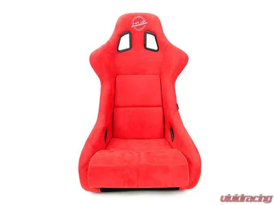 NRG FRP Bucket Seat (Large) Red Alcantara material with Dragon Livery on the Back - FRP-302RD-DRGN-R