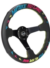 NRG Reinforced Steering Wheel - Oak Tree Outlaws 3in Deep/5mm Blk Spk 350mm Wheel - Black Perforated Leather                                     - RST-036MB-OTOL-TRI - Image 2
