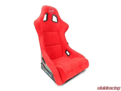 NRG FRP Bucket Seat (Large) Red Alcantara material with Dragon Livery on the Back - FRP-302RD-DRGN-R