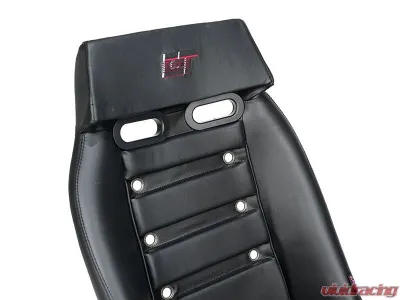 NRG GTS Retro Bucket Seat features Black PVC Leather, Black stitching - PRI-100BK-H