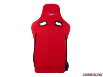 NRG Reclinable Bucket Racing Seat- Prisma Lab- Red Vegan Suede Sold in Pairs - RSC-710 L/R RD