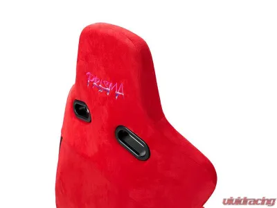 NRG Reclinable Bucket Racing Seat- Prisma Lab- Red Vegan Suede Sold in Pairs - RSC-710 L/R RD