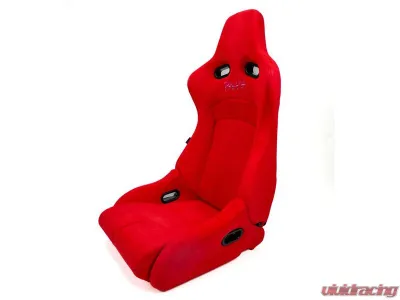 NRG Reclinable Bucket Racing Seat- Prisma Lab- Red Vegan Suede Sold in Pairs - RSC-710 L/R RD