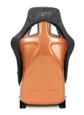 NRG FRP Bucket Seat PRISMA Edition with Orange pearlized back. All Black satin material (Large)                                     - FRP-302BK-SPOOKY - Image 4