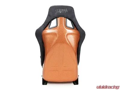 NRG FRP Bucket Seat PRISMA Edition with Orange pearlized back. All Black satin material (Large) - FRP-302BK-SPOOKY