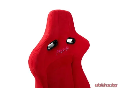 NRG Reclinable Bucket Racing Seat- Prisma Lab- Red Vegan Suede Sold in Pairs - RSC-710 L/R RD