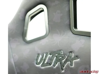 NRG FRP Bucket Seat PRISMA Edition with Orange pearlized back. All Black satin material (Large) - FRP-302BK-SPOOKY