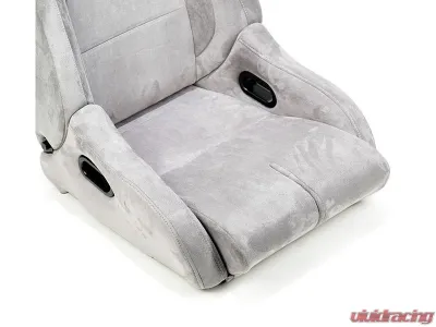 NRG Reclinable Bucket Racing Seat- Prisma Lab- Grey Vegan Suede Sold in Pairs - RSC-710 L/R- GY