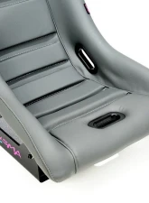 NRG GTS Retro Bucket Seat features Gunmetal PVC Leather, Gunmetal stitching                                     - PRI-150GM - Image 6