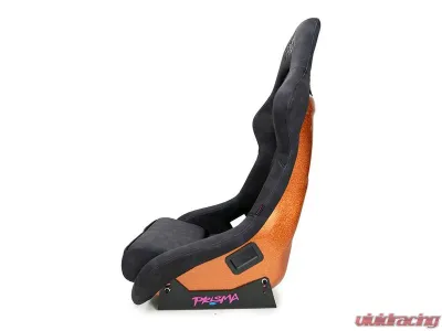 NRG FRP Bucket Seat PRISMA Edition with Orange pearlized back. All Black satin material (Large) - FRP-302BK-SPOOKY