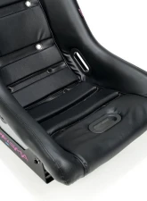 NRG GTS Retro Bucket Seat features Black PVC Leather, Black stitching                                     - PRI-100BK-H - Image 6