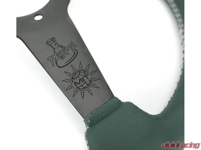 NRG Steering Wheel - 20 Year Anniversary Emerald Perforated Leather, Silver Stitching - RST-037MB-G-20