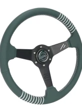 NRG Steering Wheel - 20 Year Anniversary Emerald Perforated Leather, Silver Stitching                                     - RST-037MB-G-20 - Image 2