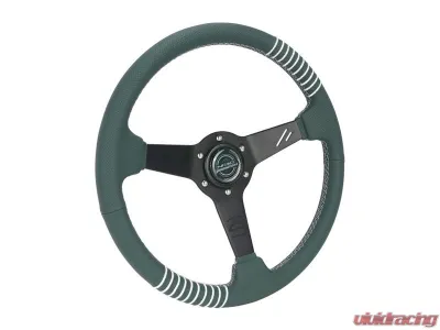 NRG Steering Wheel - 20 Year Anniversary Emerald Perforated Leather, Silver Stitching - RST-037MB-G-20