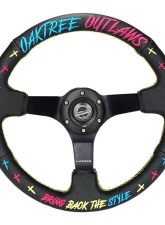 NRG Reinforced Steering Wheel - Oak Tree Outlaws 3in Deep/5mm Blk Spk 350mm Wheel - Black Perforated Leather                                     - RST-036MB-OTOL-TRI - Image 5