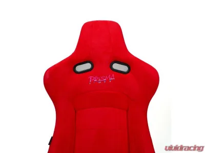 NRG Reclinable Bucket Racing Seat- Prisma Lab- Red Vegan Suede Sold in Pairs - RSC-710 L/R RD