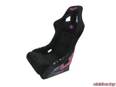 NRG FRP Bucket Seat (Large) Black Alcantara material with Dragon Livery on the Back - FRP-302BK-DRGN-N