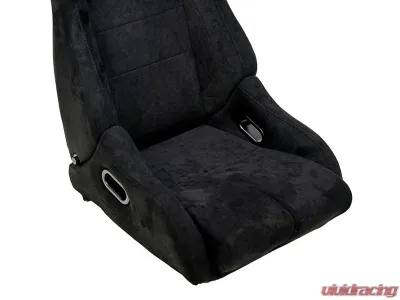 NRG Reclinable Bucket Racing Seat- Prisma Lab- Black Vegan Suede Sold in Pairs - RSC-710 L/R- BK