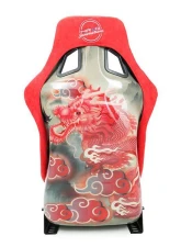 NRG FRP Bucket Seat (Large) Red Alcantara material with Dragon Livery on the Back                                     - FRP-302RD-DRGN-R - Image 5