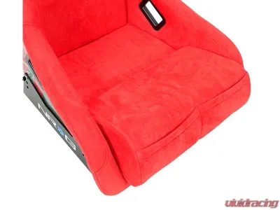 NRG FRP Bucket Seat (Large) Red Alcantara material with Dragon Livery on the Back - FRP-302RD-DRGN-R