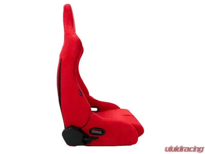 NRG Reclinable Bucket Racing Seat- Prisma Lab- Red Vegan Suede Sold in Pairs - RSC-710 L/R RD