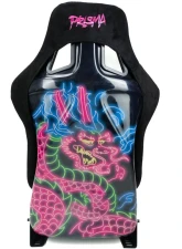 NRG FRP Bucket Seat (Large) Black Alcantara material with Dragon Livery on the Back                                     - FRP-302BK-DRGN-N - Image 7