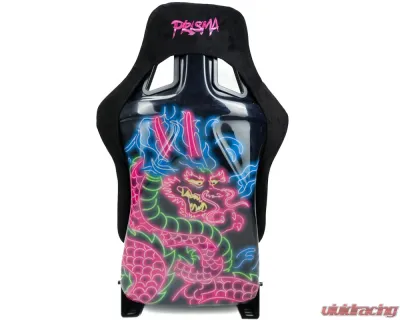 NRG FRP Bucket Seat (Large) Black Alcantara material with Dragon Livery on the Back - FRP-302BK-DRGN-N