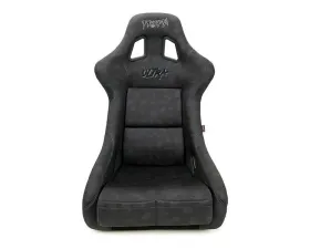 NRG FRP Bucket Seat PRISMA Edition with Orange pearlized back. All Black satin material (Large)