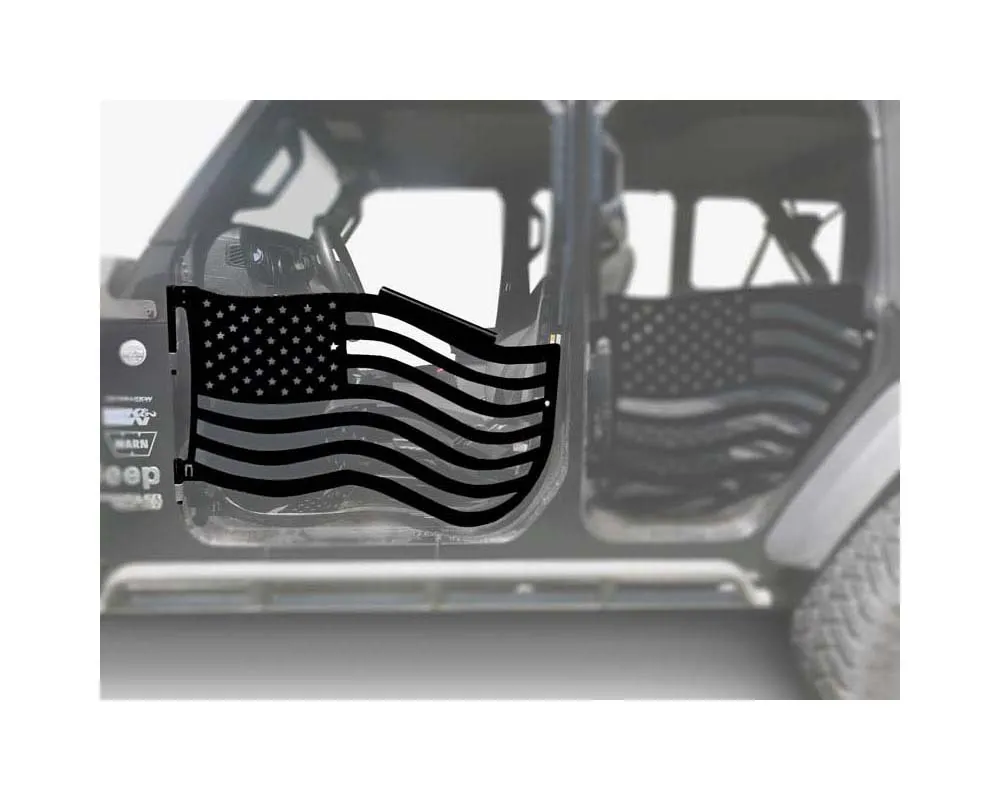 Steinjager Black Front American Flag Doors Jeep Gladiator JT 2019+ - J0049370