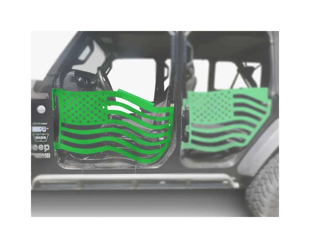 Steinjager Neon Green Front American Flag Doors Jeep Gladiator JT 2019+ - J0049376