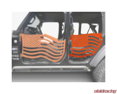 Steinjager American Flag Rear Doors Fluorescent Orange Jeep Gladiator JT 2019+ - J0049437