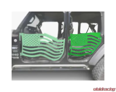 Steinjager American Flag Rear Doors Neon Green Jeep Gladiator JT 2019+ - J0049442