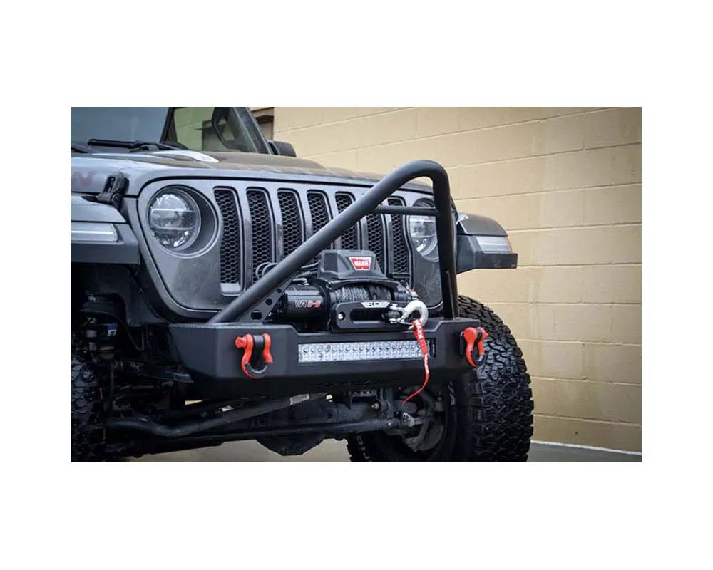 Steinjager Pro Series Textured Black Front Bumper & Winch Kit w/ Stinger Lightbar Jeep Wrangler JL | Gladiator JT 2018+ - J0054984
