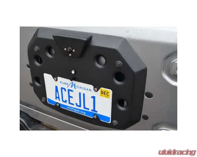 Steinjager ACE Black License Plate Relocate Jeep Wrangler JL 2018+ - J0059629