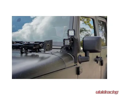 Steinjager Textured Black A-Pillar Double Light Mount Jeep Wrangler JK 2007-2018 - J0059631